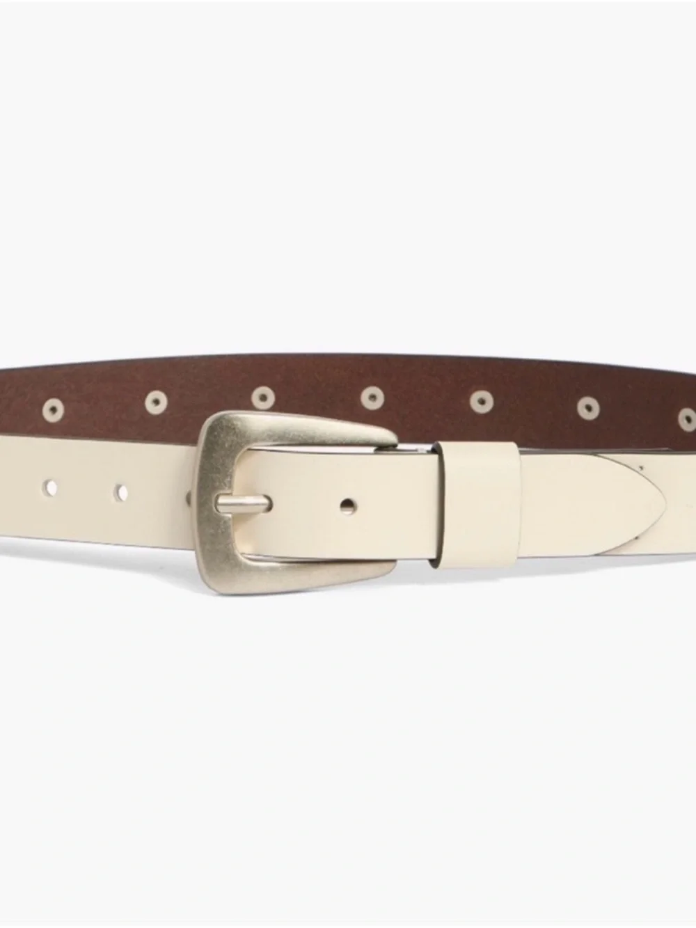 All Saints Flat studded belt cream color